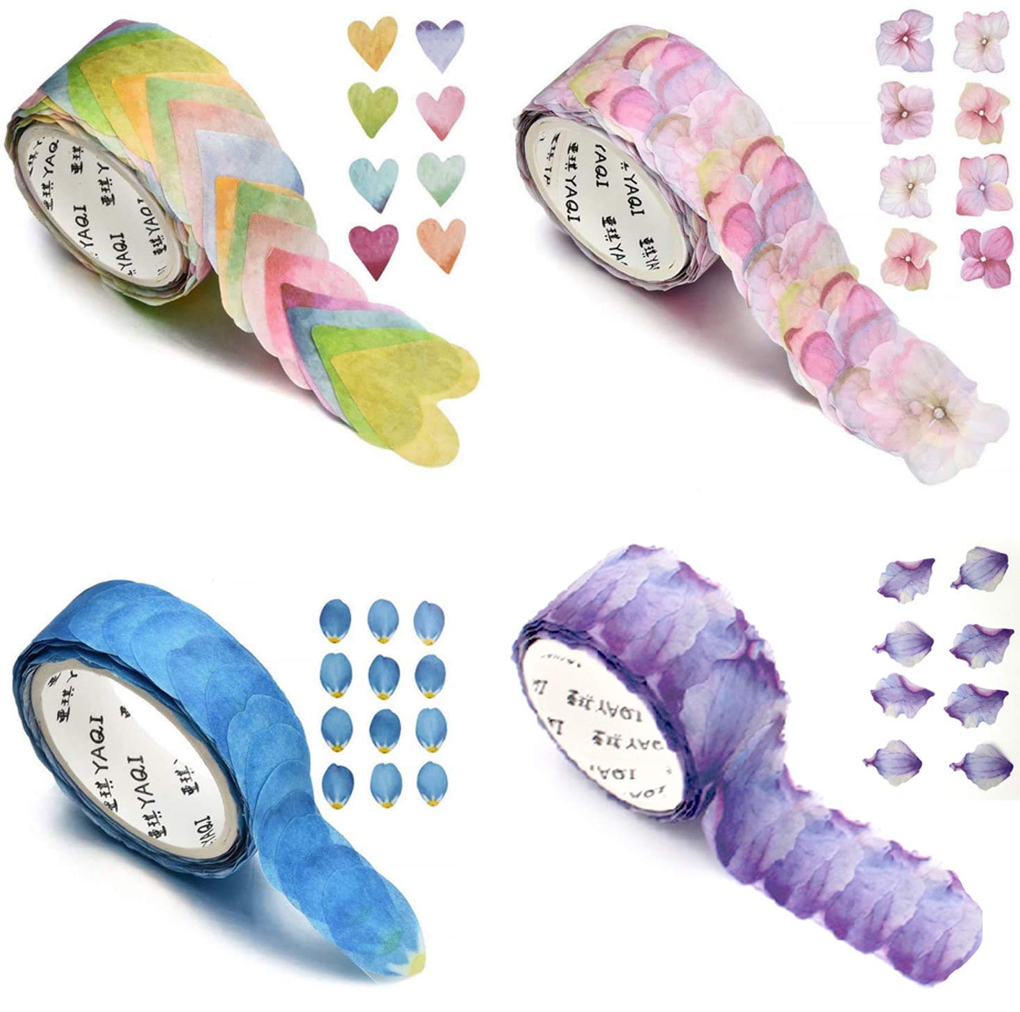 HASTHIP 4 Roll Creative Flower Petal Washi Tape, Masking Tape Decorative Decals, DIY Petal Stickers for Scrapbooking, Diary, Bullet Journal, Planner, 200 Petals/Roll (Purple) HASTHIP 4 Roll Creative Flower Petal Washi Tape, Masking Tape Decorative Decals, DIY Petal Stickers for Scrapbooking, Diary, Bullet Journal, Planner, 200 Petals/Roll (Purple)